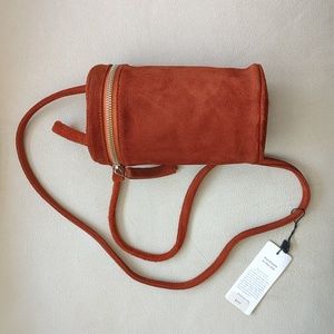 BAGGU Suede Crossbody Bag in Rust